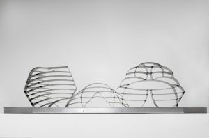Pietro Consagra, Città Frontale. Tris trasparente n. 2. Edificio n. 4, n. 5, n. 6, 1968 acciaio inox, 43x150x50 cm
