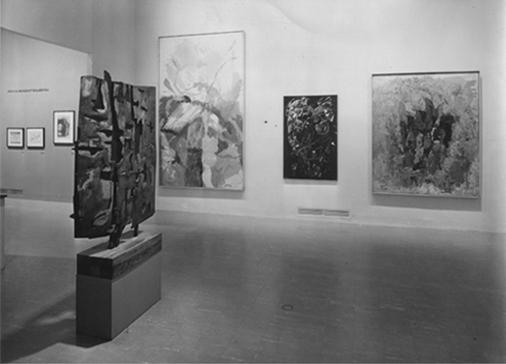 Consagra's "Colloquio davanti allo Specchio", 1957, bronze, 143x104x4 cm, in the collection of MoMA, New York. Photo: Soichi Sunami.